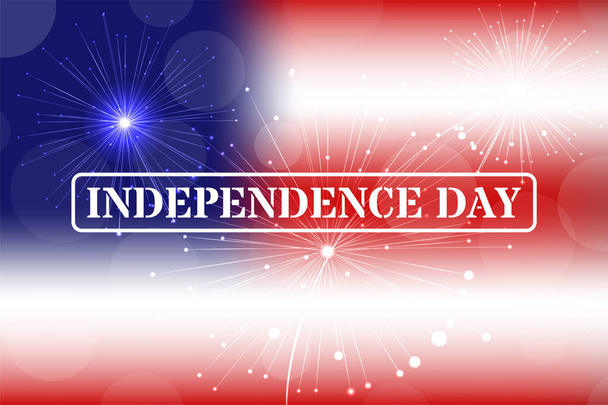 Independence day stamp on blurred background. Fireworks. Vector - Vektori, kuva