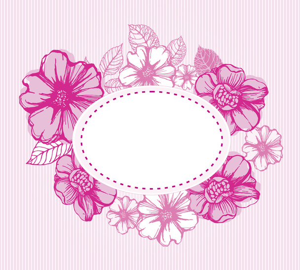 Romantic pink floral card - Vektor, kép