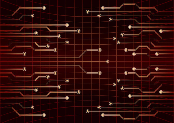 Technologie informatique, concept électronique. carte de circuit rouge
 . - Photo, image