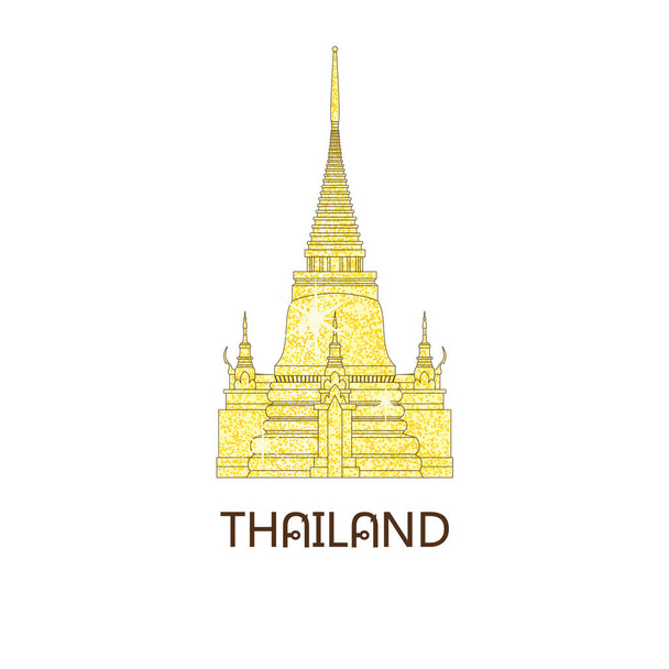 Buddhist wat temple in Bangkok Thailand on the golden glitter - Vector, Image