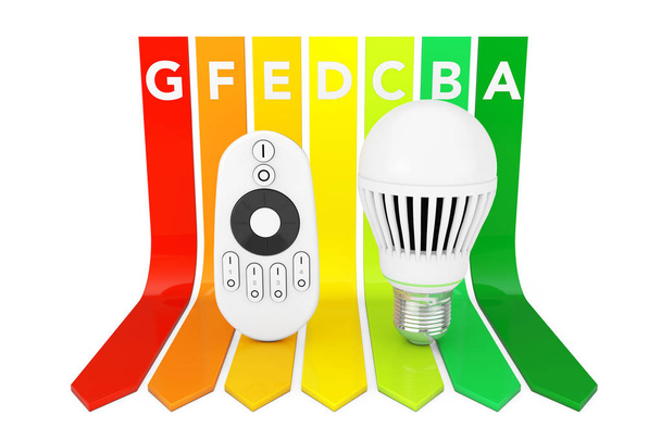LED Bulb with Remote Controller over Energy Efficiency Rating Ch - Photo, Image