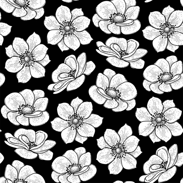 Graphic anemones pattern - Vector, Image