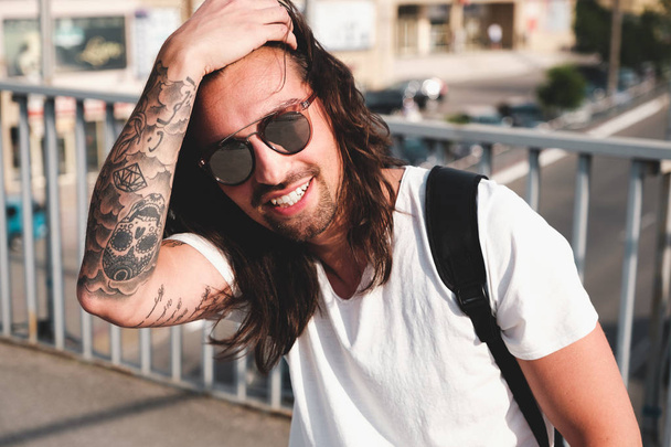 Hipster model with long hair - Photo, Image