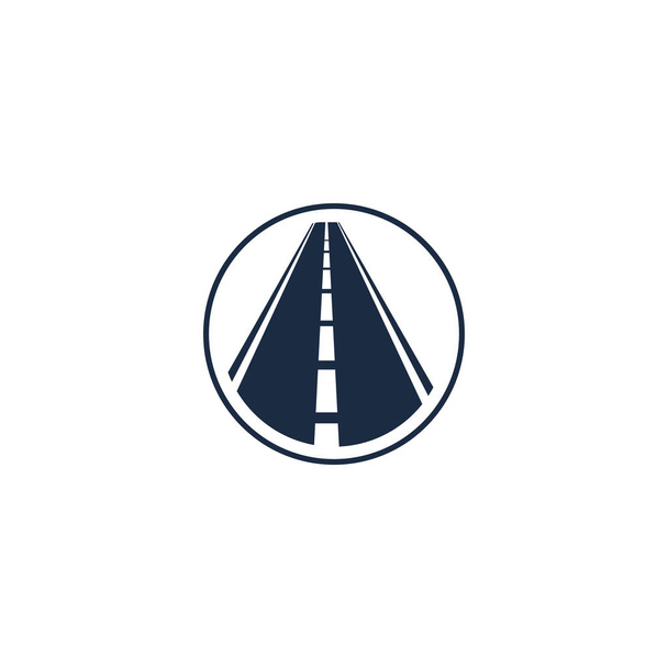 Izolované abstraktní dálnice prvek v kruhu logo, kulatý tvar logotypu se silnicí na bílém pozadí vektorové ilustrace - Vektor, obrázek