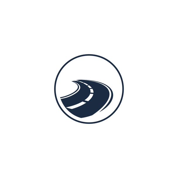 Geïsoleerde abstracte snelweg element in cirkel logo, ronde vorm logo met weg op witte achtergrond vectorillustratie - Vector, afbeelding