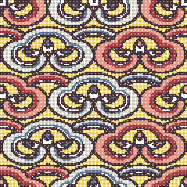 Halftone kleurrijke naadloze retro patroon kromme spiraal cross fram - Vector, afbeelding