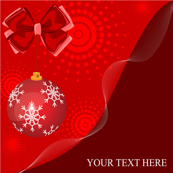 Red christmas background with ball and bow - Vettoriali, immagini
