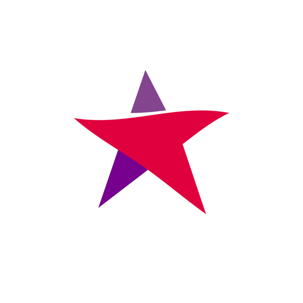 Fantástico logotipo de estrella de color rojo y violeta plano simple aislado de forma inusual. Logotipo del vector e icono de la forma abstracta
. - Vector, imagen