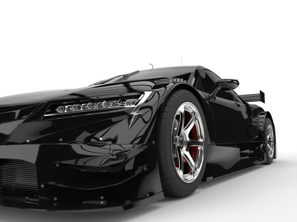 Jet black concept super sports car - headlight close seup shot
 - Фото, изображение