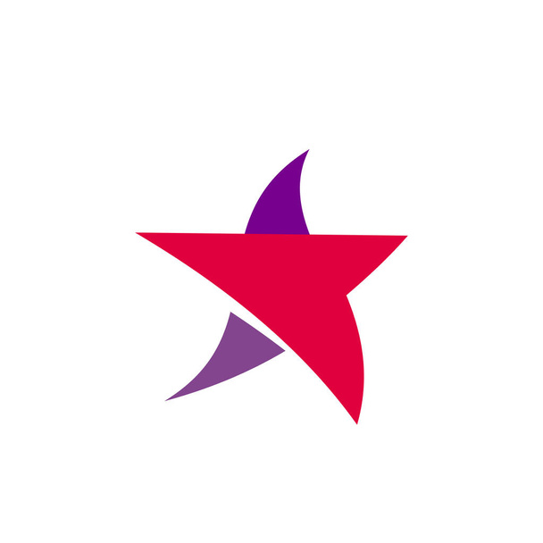 Fantastische geïsoleerde eenvoudig plat rood en violet kleur star-logo van ongebruikelijke vorm. Vector logo en het pictogram van de abstracte vorm. - Vector, afbeelding