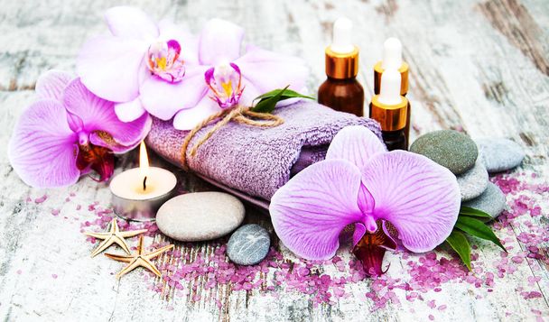 Spa products with orchids - Photo, Image