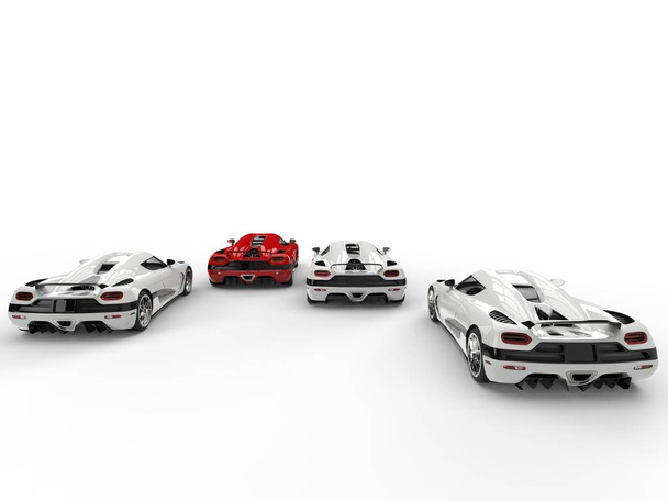 Szuper sport autók versenyautó - piros vezeti a versenyt - hátulnézet - Fotó, kép
