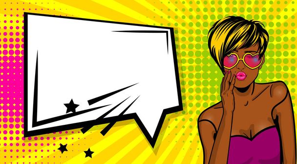 Cool mujer pop arte cómic texto caja de discurso
 - Vector, Imagen