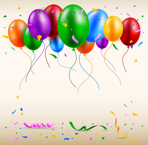 Balony urodzinowe z tłem Confetti - Wektor, obraz