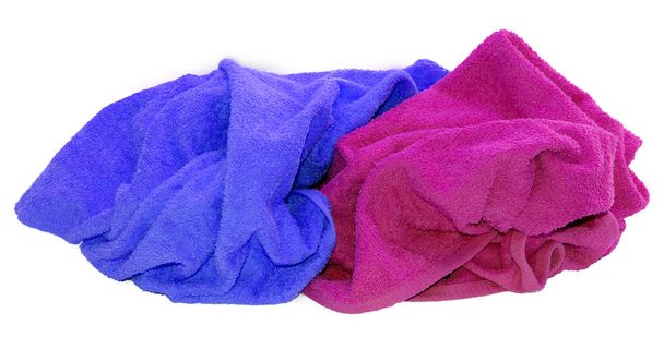 colorful towel isolated lie a bunch on white - Photo, Image