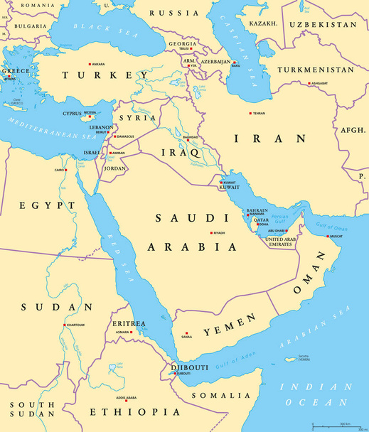 Ближневосточная политическая карта
 - Вектор,изображение