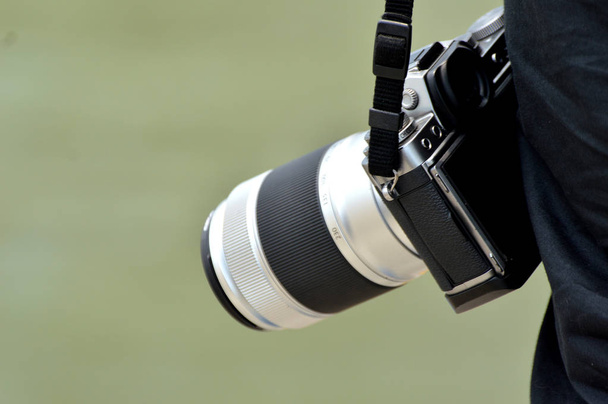 photo camera with tele lens - Foto, Imagem