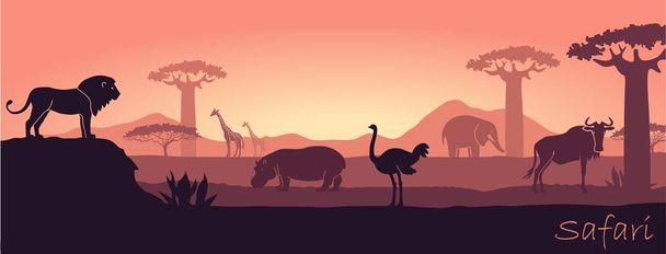 Африканський краєвид з дикими тваринами - Вектор, зображення
