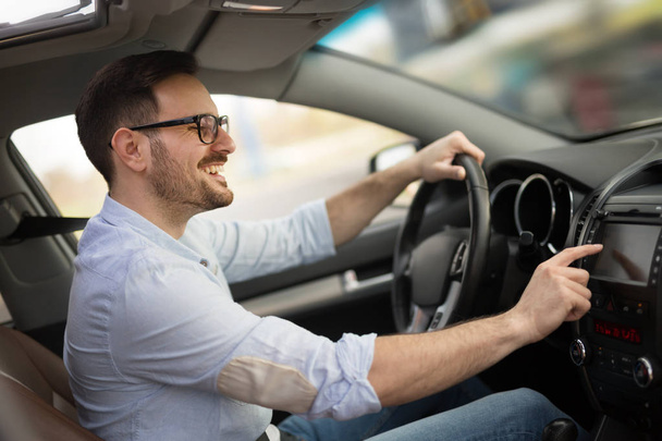 Man Using Gps Navigation In Car - Photo, image