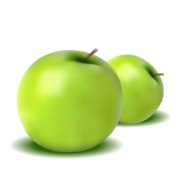 Manzana realista aislada sobre fondo blanco. Vitaminas útiles. Fruta.
. - Vector, imagen