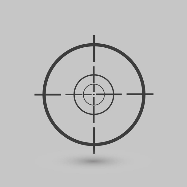 Aim, a mark for a bullet or arrow. A target on a light background with a shadow. - Vector, Image