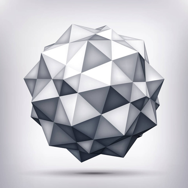 Volume polyhedron gray star, 3d object, geometry shape, mesh version, abstract vector element - Vektor, obrázek