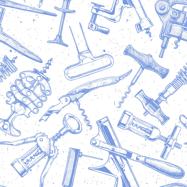Seamless pattern with different corkscrews - Vector, Image