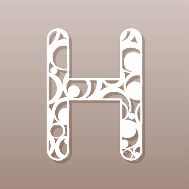 Letter H for laser cutting. English alphabet. Vector illustration. - Vector, Image