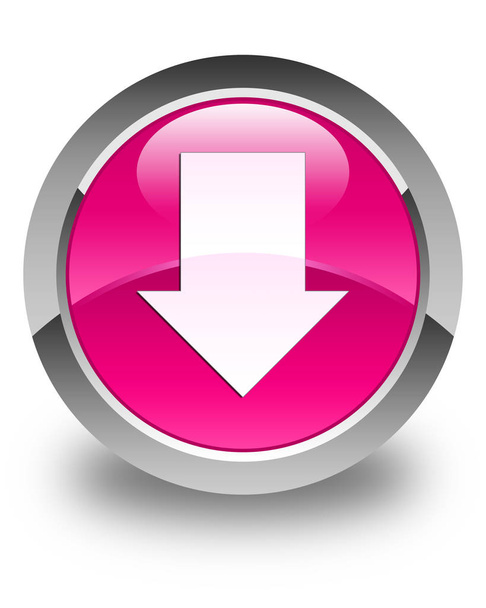 Pijl pictogram glanzende roze ronde knop downloaden - Foto, afbeelding