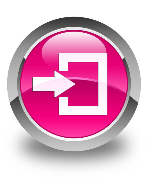 Login icon glanzend roze ronde knop - Foto, afbeelding