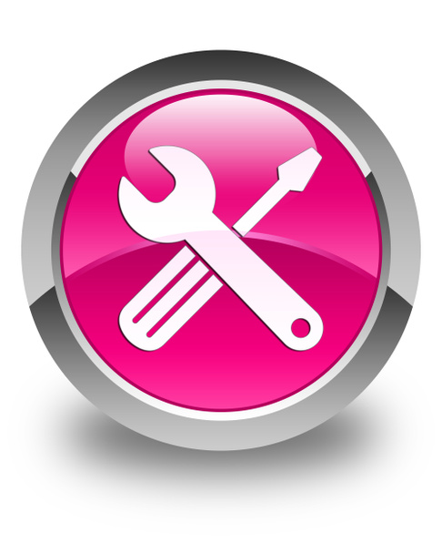 Tools icon glossy pink round button - Photo, Image