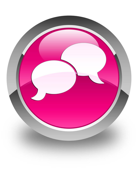 Chat bubble icon glossy pink round button - Photo, Image