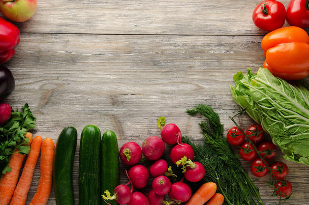 Fresh vegetables. Colorful vegetables background. Healthy vegeta - Fotoğraf, Görsel