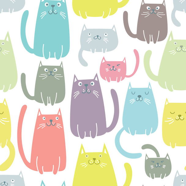 Cats seamless vector pattern - Vektor, kép
