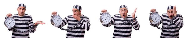 Uomo prigioniero con orologio isolato su bianco
 - Foto, immagini