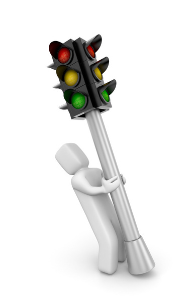 Person and traffic light - Фото, зображення