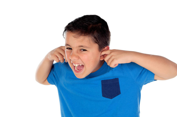 Gestresstes Kind hält sich die Ohren zu - Foto, Bild