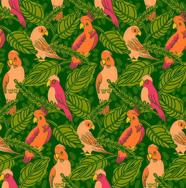 Parrots and Cockatoo Pattern - Vector, Image