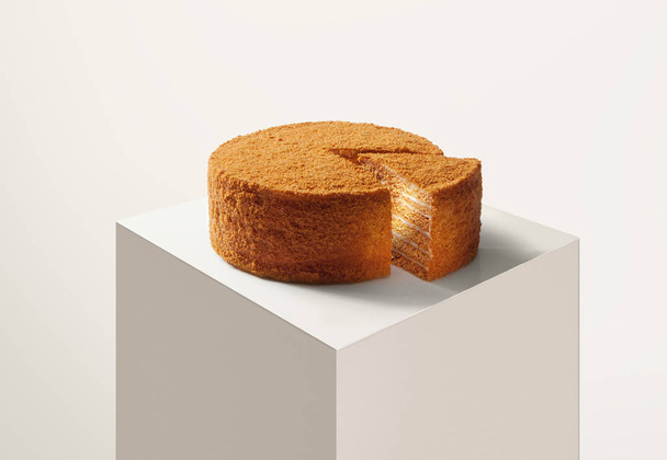 Nahaufnahme von schönen frischen leckeren Honigkuchen auf weißem Rücken - Foto, Bild