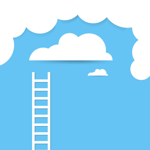Ladder concept in the sky. Illustration of paper art style - Vetor, Imagem