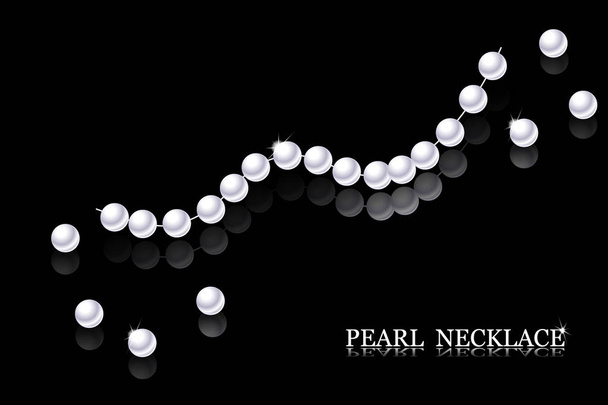 Realistyczne perłą naszyjnik na czarnym tle. EPS 10 - Wektor, obraz