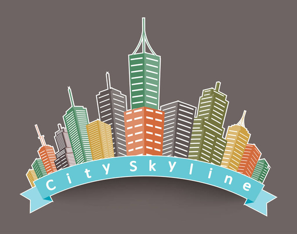 Міські хмарочоси в центрі міста, Векторні ілюстрації  - Вектор, зображення