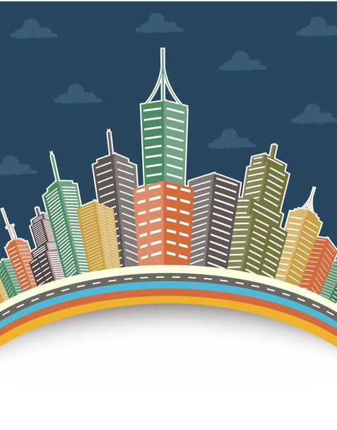 Міські хмарочоси в центрі міста, Векторні ілюстрації  - Вектор, зображення