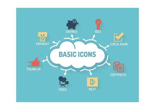 Concepto de iconos básicos
 - Vector, imagen