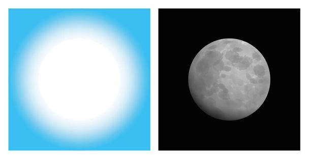 Tag und Nacht Sonne Mond Vergleich - Vektor, Bild