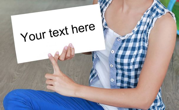 Asian woman Show the "Your text here" label for fill in the blank - Photo, Image