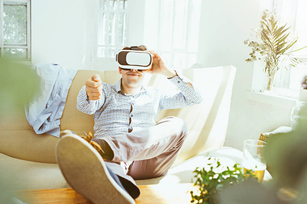 The man with glasses of virtual reality. Future technology concept. - Valokuva, kuva