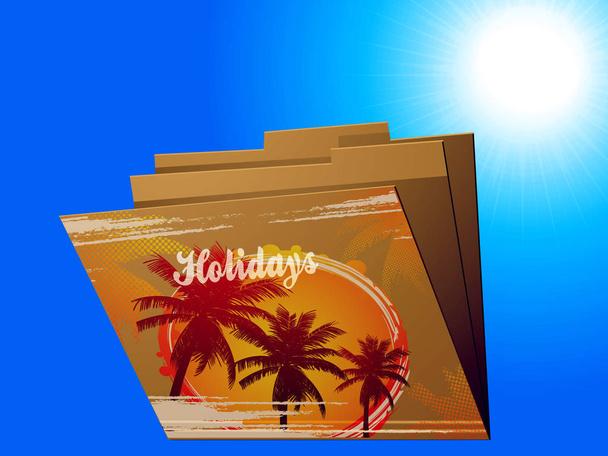 Holidays manila folder with tropical print - Vetor, Imagem