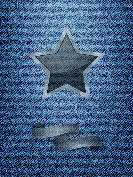 Αστέρι και πανό πάνω από τζιν υφή φόντου - Διάνυσμα, εικόνα
