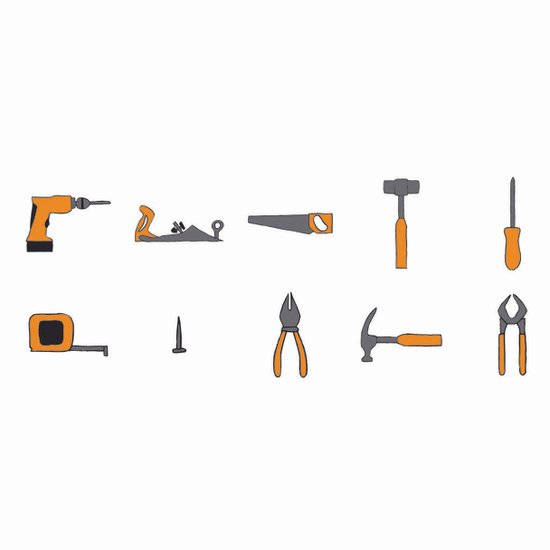 Vector icon set of carpentry tools - Vektör, Görsel
